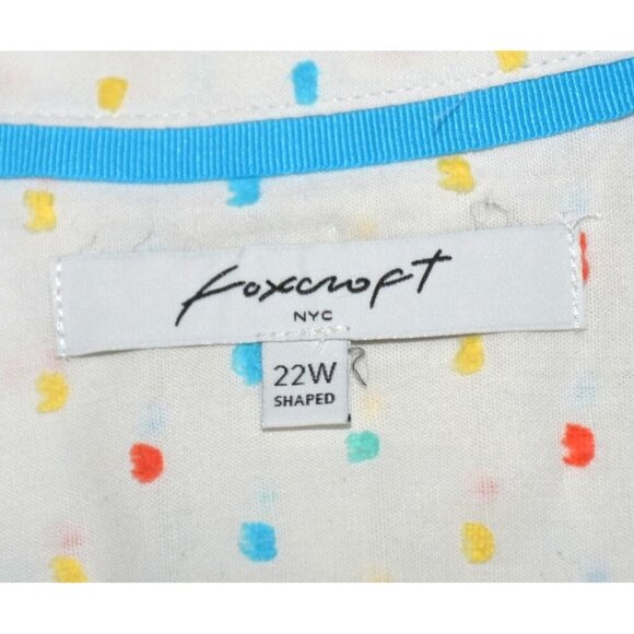 Foxcroft Plus Size 22W Fun Colorful Polka Dot Button Front Blouse Tunic Top - Picture 8 of 10